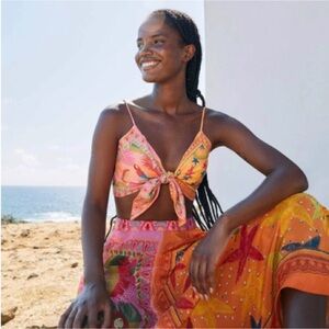 NWT FARM Rio Mixed Scarves Tie Top Size L